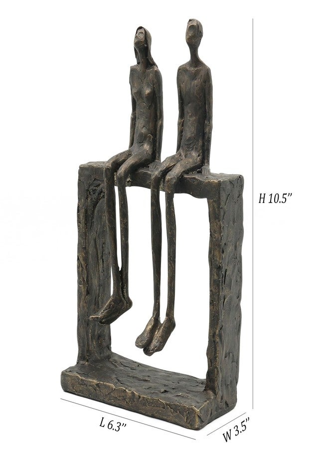 Lukitas Abstract Couple Statue Home Decor - Handcrafted Decorative Ornament for Living Room Office, Bronze Color, Resin - Image 2